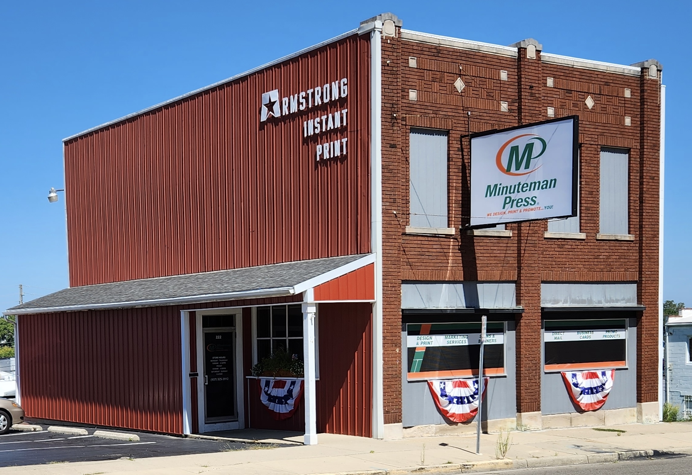 40-year business Armstrong Printing is now Minuteman Press, Springfield, Ohio. The business remains at 222 E. Main St. in Springfield. https://sellyourprintingbusiness.com